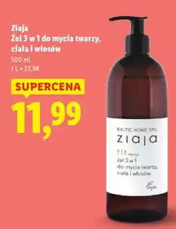 Lidl Ziaja żel 3 w 1 do mycia twarzy, ciała i włosów oferta