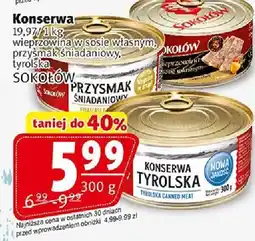 Prim Market Konserwa wieprzowina w sosie własnym przysmak śniadaniowy tyrolska SOKOŁÓW oferta