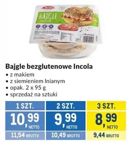 Makro Bajgle bezglutenowe Incola z makiem z siemieniem lnianym oferta