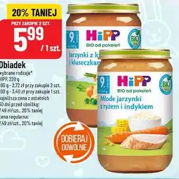 Polomarket Hipp Obiadek (Jarzynki z indykiem i kluseczkami, Młode jarzynki z ryżem i indykiem) oferta