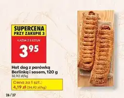 Biedronka Hot dog z parówką berlinką i sosem oferta