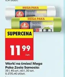 Biedronka Worki na śmieci 60 l z taśmą ściągającą mocne Zosia Samosia oferta