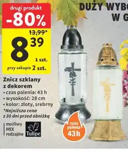 Intermarche Znicz szklany z krzyżem 43 h Tulipe oferta