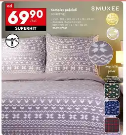 Biedronka Komplet pościeli polarowej 220 x 200 + 2 70 80 cm Smukee Home oferta