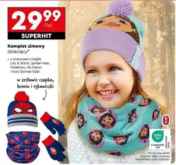 Biedronka Komplet zimowy dziecięcy czapka + komin rękawiczki koci domek gabi oferta