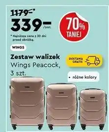 Biedronka Zestaw walizek peacook Wings oferta