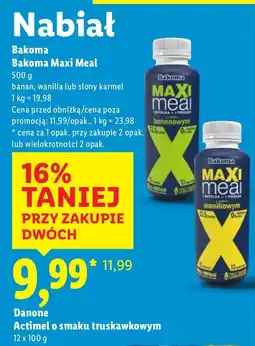 Lidl Napój mleczny Maxi Meal banan Bakoma oferta