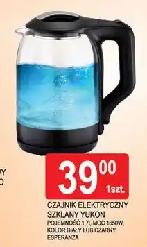 E.Leclerc Czajnik szklany yukon biały Esperanza oferta
