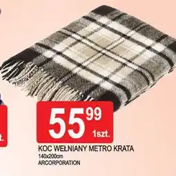 E.Leclerc Koc wełniany metro krata 140 x 200 cm oferta