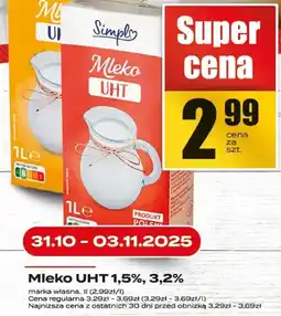 Supeco Mleko UHT 1,5% 3,2% Supeco oferta