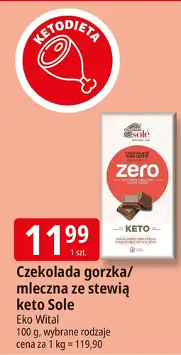 E.Leclerc Czekolada gorzka/mleczna ze stewią Keto Sole Eko Wital oferta