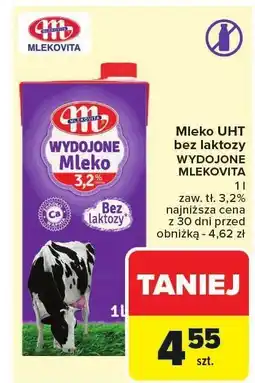 Carrefour Market Mleko UHT bez laktozy WYDOJONE MLEKOVITA 3,2% oferta