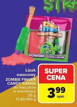 Carrefour Market Lizak owocowy ZOMBIE FINGER CANDY GANGS do maczania w proszku 35 g oferta
