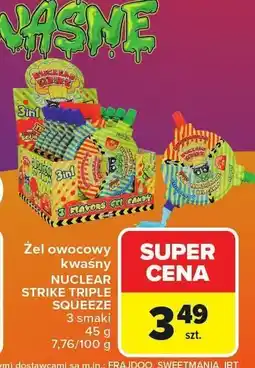 Carrefour Market Żel owocowy kwaśny NUCLEAR STRIKE TRIPLE SQUEEZE 3 smaki 45 g Carrefour Market oferta