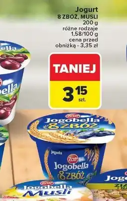 Carrefour Jogurt 8 zbóż, musli Zott Jogobella różne rodzaje oferta