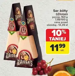 Carrefour Ser żółty DZIUGAS porcja 160 g oferta
