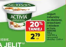 Carrefour Jogurt naturalny ze zbożami, orzechami i miodem Activia Danone różne rodzaje oferta