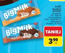 Carrefour Lody Big Milk Intense na patyku różne rodzaje oferta