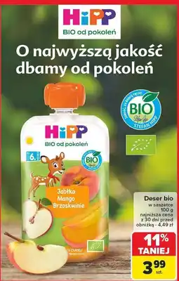 Carrefour Deser bio w saszetce HiPP oferta