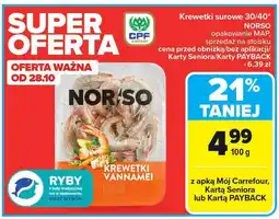 Carrefour Krewetki surowe 30/40 NORSO opakowanie MAP oferta