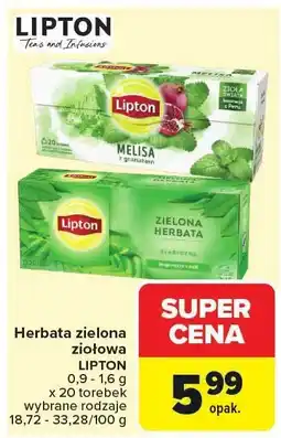 Carrefour Herbata zielona, ziołowa LIPTON oferta