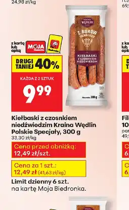 Biedronka Kiełbaski z czosnkiem niedźwiedzim Kraina Wędlin Polskie Specjały oferta