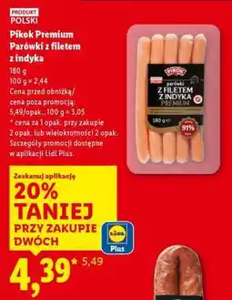 Lidl PIKOK PREMIUM Parówki z filetem z indyka oferta