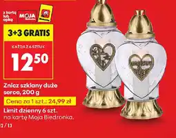 Biedronka Znicz szklany duże serce oferta