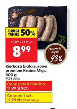 Biedronka Kiełbasa biała surowa premium Kraina Mięs oferta