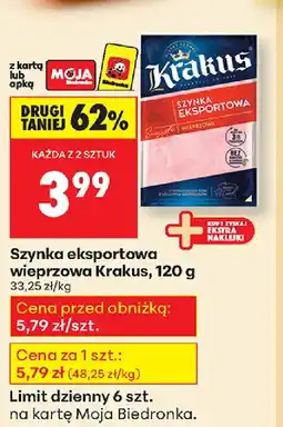 Biedronka Szynka eksportowa wieprzowa Krakus oferta