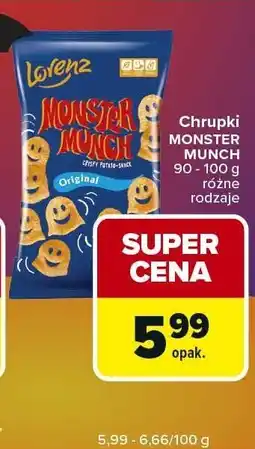 Carrefour Express Chrupki MONSTER MUNCH 50-75 g różne rodzaje Lorenz oferta