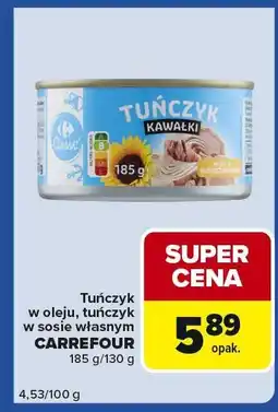 Carrefour Express Tuńczyk w oleju, tuńczyk w sosie własnym Carrefour 185g/130g oferta