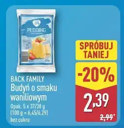ALDI Budyń o smaku waniliowym Back Family oferta