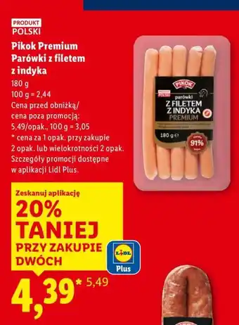 Lidl Parówki z filetem z indyka Pikok Premium oferta