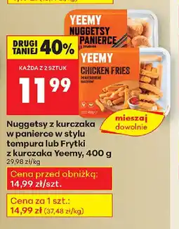 Biedronka Nuggetsy z kurczaka w panierce w stylu tempura lub Frytki z kurczaka Yeemy oferta