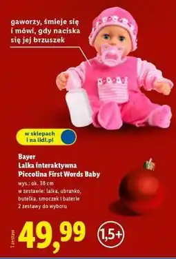 Lidl Bayer Lalka interaktywna Piccolina First Words Baby oferta