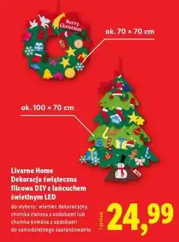Lidl Livarno Home Dekoracja świąteczna filcowa DIY z łańcuchem świetlnym LED oferta