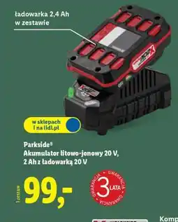 Lidl Parkside Akumulator litowo-jonowy 20 V, 2 Ah z ładowarką 20 V oferta