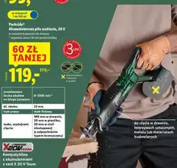 Lidl PARKSIDE Akumulatorowa piła szablasta, 20 V oferta