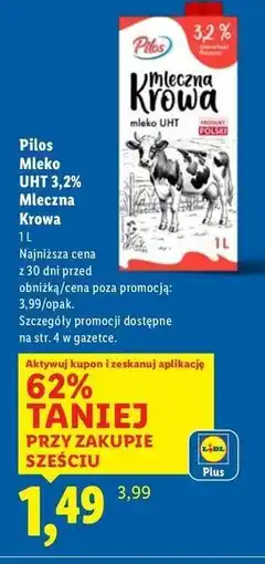 Lidl Mleko 3.2% Pilos oferta