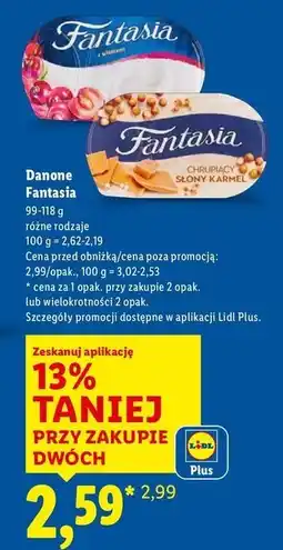 Lidl Jogurt kremowy chrupiący słony karmel Danone Fantasia oferta