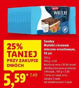 Lidl Wafelki z kremem mlecznym orzechami Sondey oferta