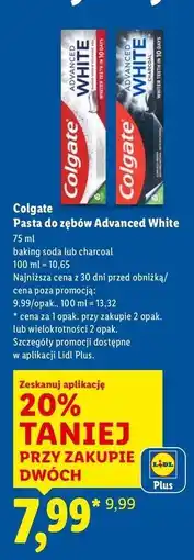 Lidl Pasta do zębów baking soda Colgate Advanced White oferta