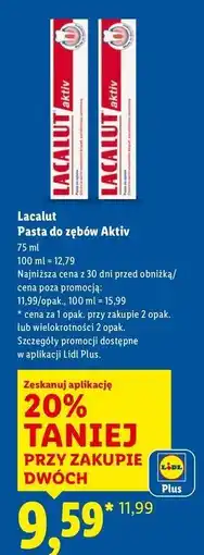 Lidl Pasta do zębów Lacalut Aktiv oferta