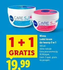 Lidl Krem do twarzy lekki łagodzący Nivea Creme Care oferta