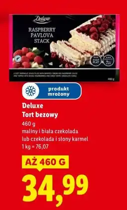 Lidl Tort bezowy Deluxe maliny i biała czekolada oferta