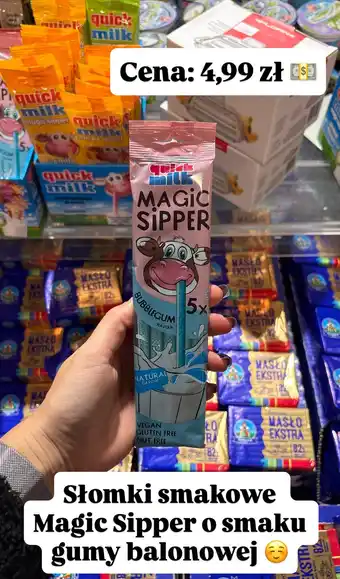 Intermarche Słomki smakowe Quick Milk Magic Sipper o smaku gumy balonowej oferta