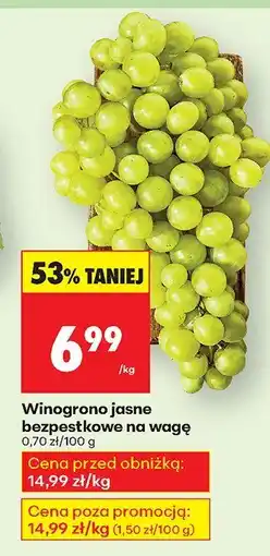 Biedronka Winogrono jasne bezpestkowe na wagę Biedronka oferta