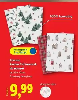 Lidl Ściereczki do naczyń z bawełny 50 x 70 cm Livarno Home oferta