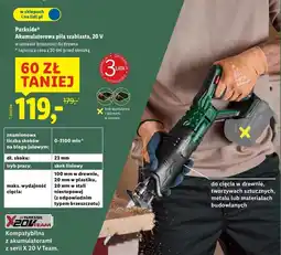 Lidl Piła szablasta akumulatorowa 20 v Parkside oferta